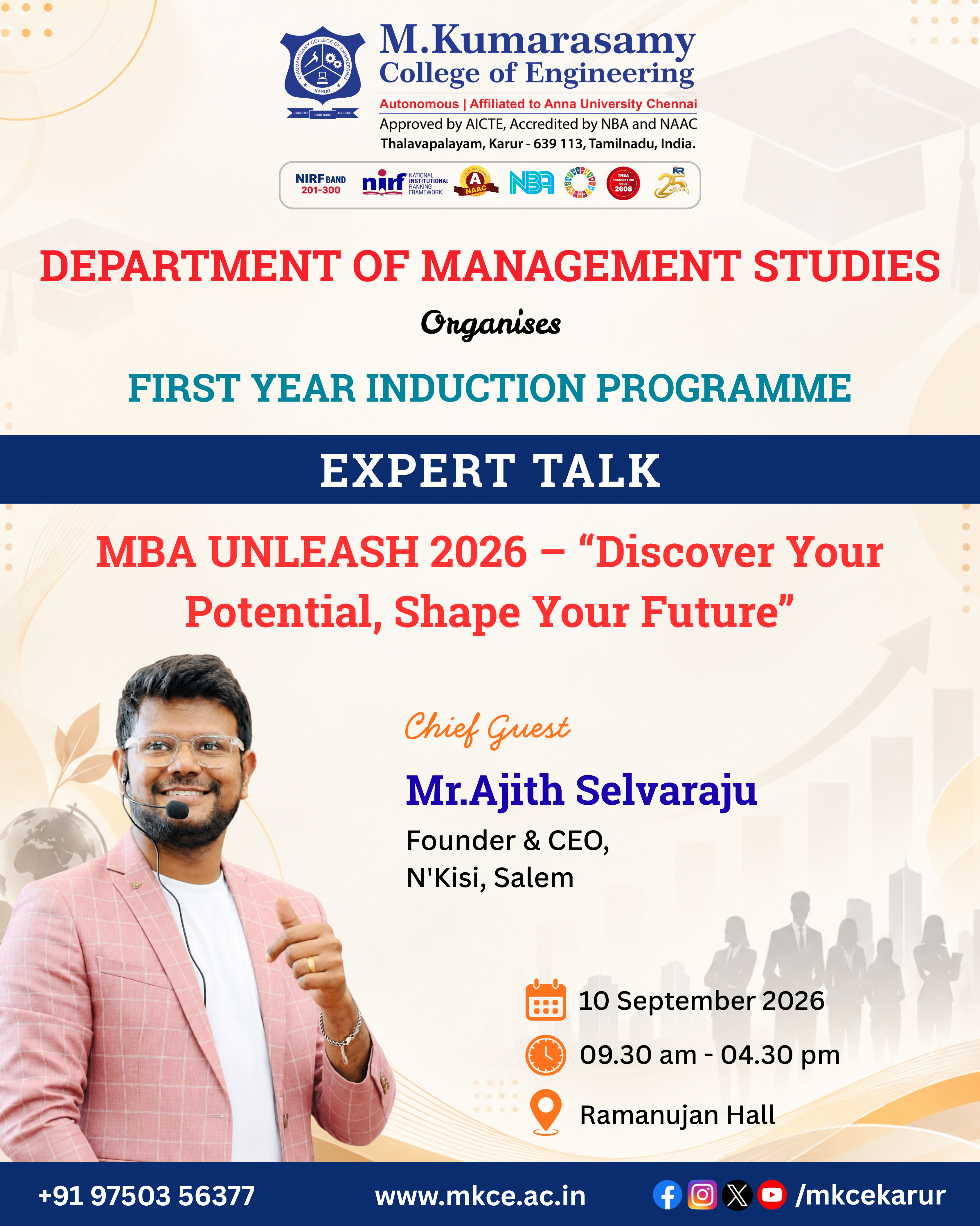 Department of MBA - Expert Talk on MBA UNLEASH 2026 – Discover Your Potential, Shape Your Future